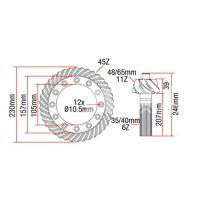 3427161M91 Atak kół 11x45 MASSEY FERGUSON 3070,3080,3090