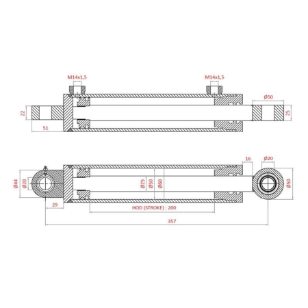 5142046, 5142052 Siłownik wspomagania Case JX New Holland TD, Fiat
