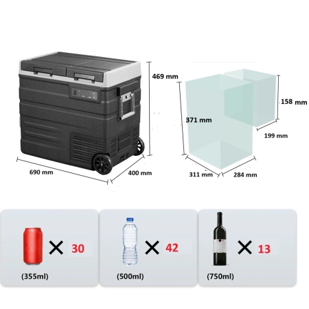 LODÓWKA KOMPRESOROWA SAMOCHODOWA TURYSTYCZNA EVO UD45 12/24/230 DUAL ZONE